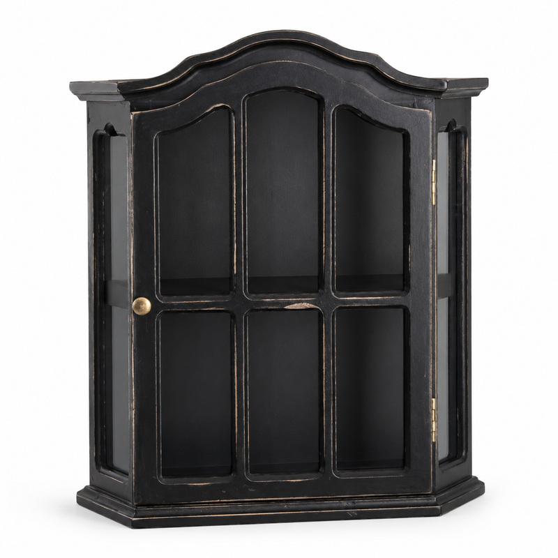Vintage Collectible Furniture - خزانة حائط خشبية عتيقة مزخرفة بباب