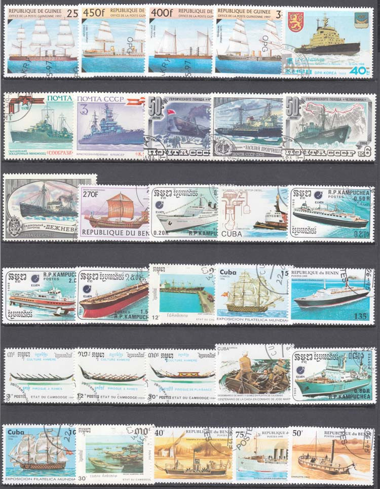 100 طوابع خاصة للسفن والمراكب  - مراجعة Collectible Vintage Postage Stamps وسعره